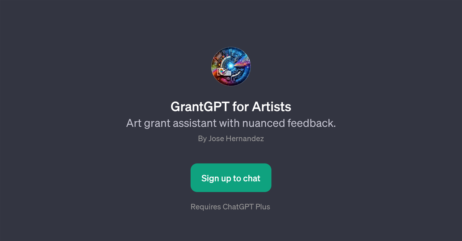 GrantGPT for Artists website