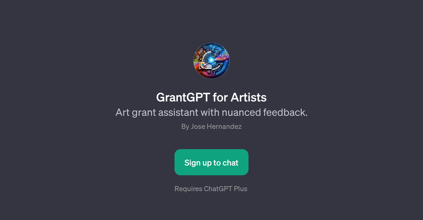 GrantGPT for Artists website