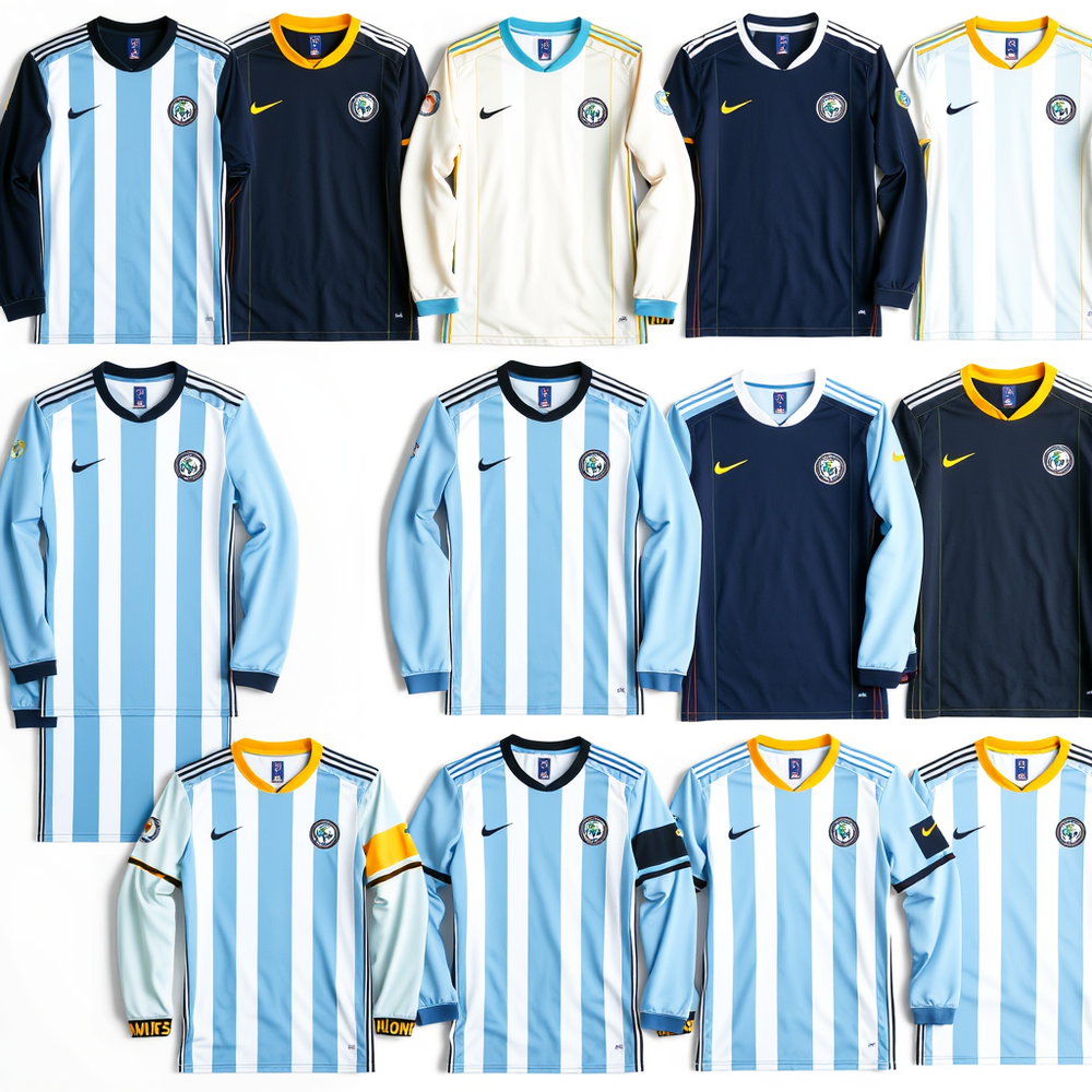 Grid of 12 Argentina long sleeve jerseys 001 website