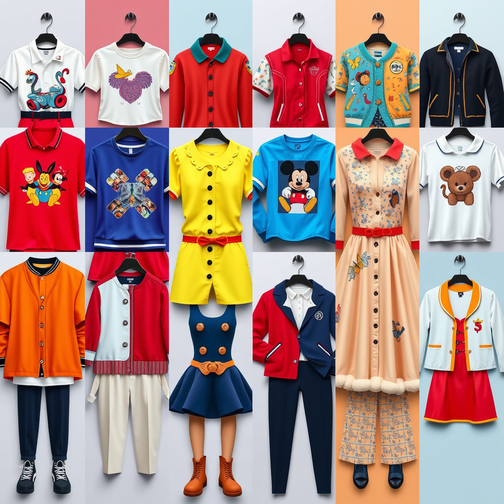 Grid of 12 Disney Clothing website