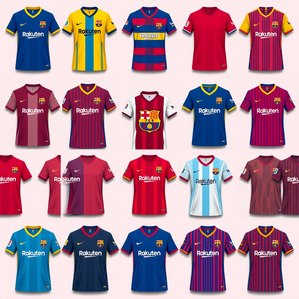 Grid of 12 Fc Barcelona jerseys website