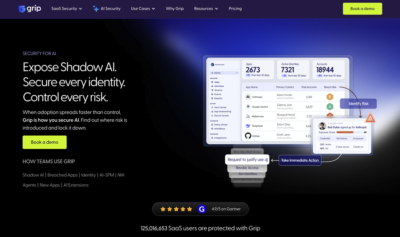 Grip Security website