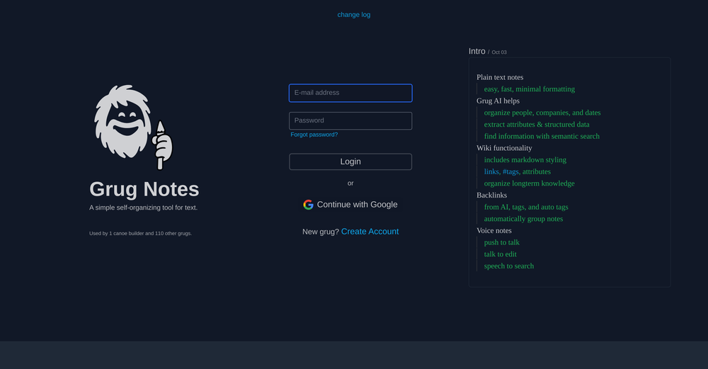 Grug Notes website