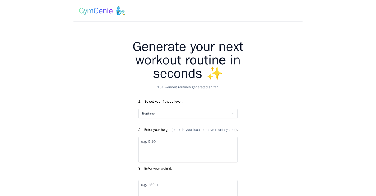 Gym Genie website