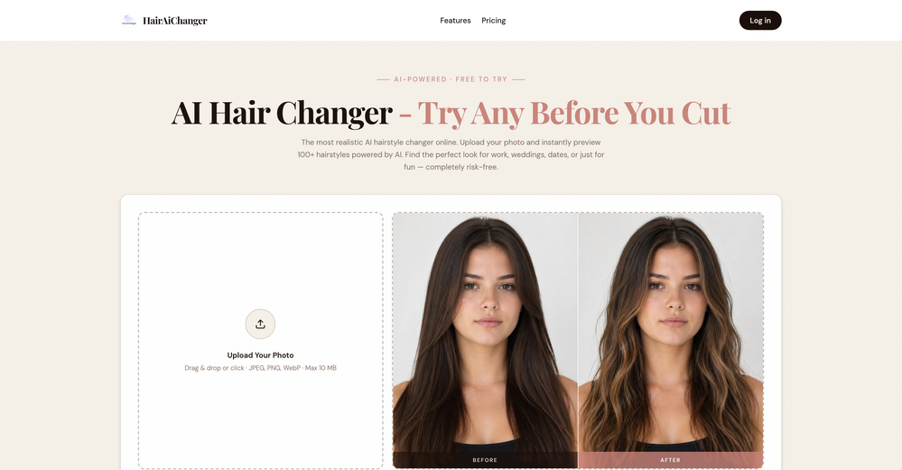 Hair AI Changer website
