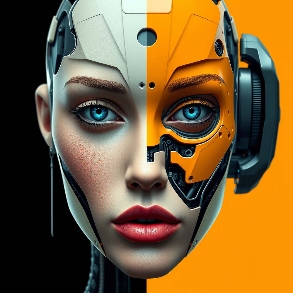 Half-human, half-machine face image generator website