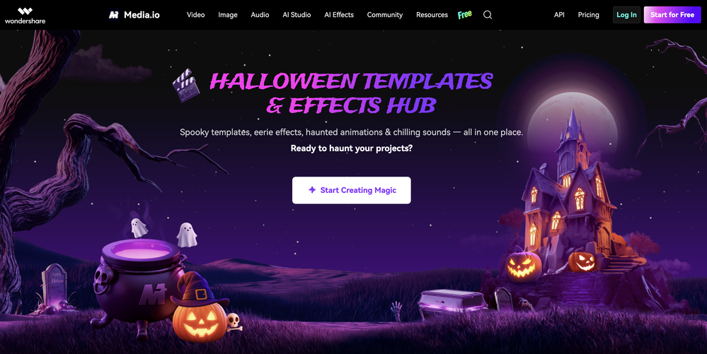 Halloween AI Filters by Media.io website
