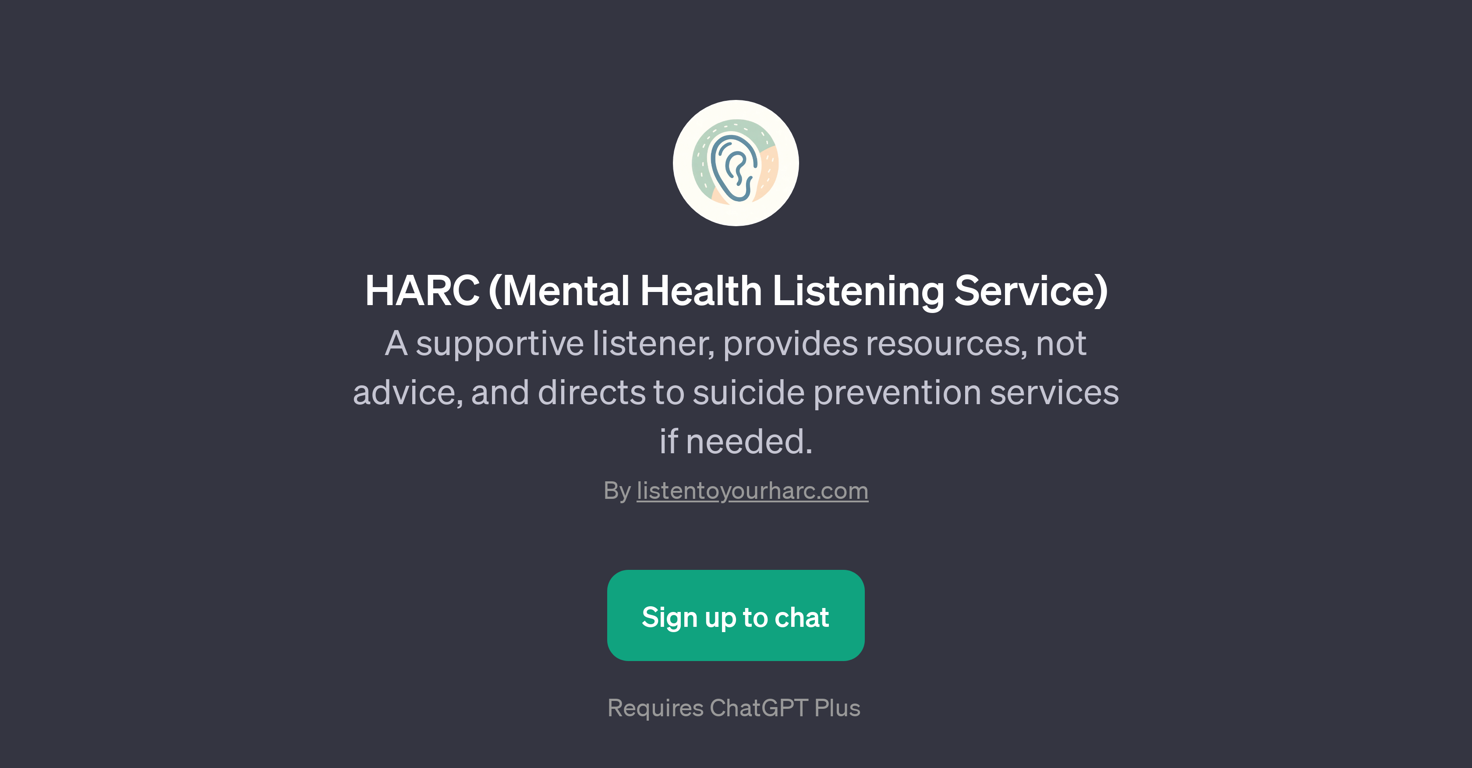 HARC (Mental Health Listening Service) website