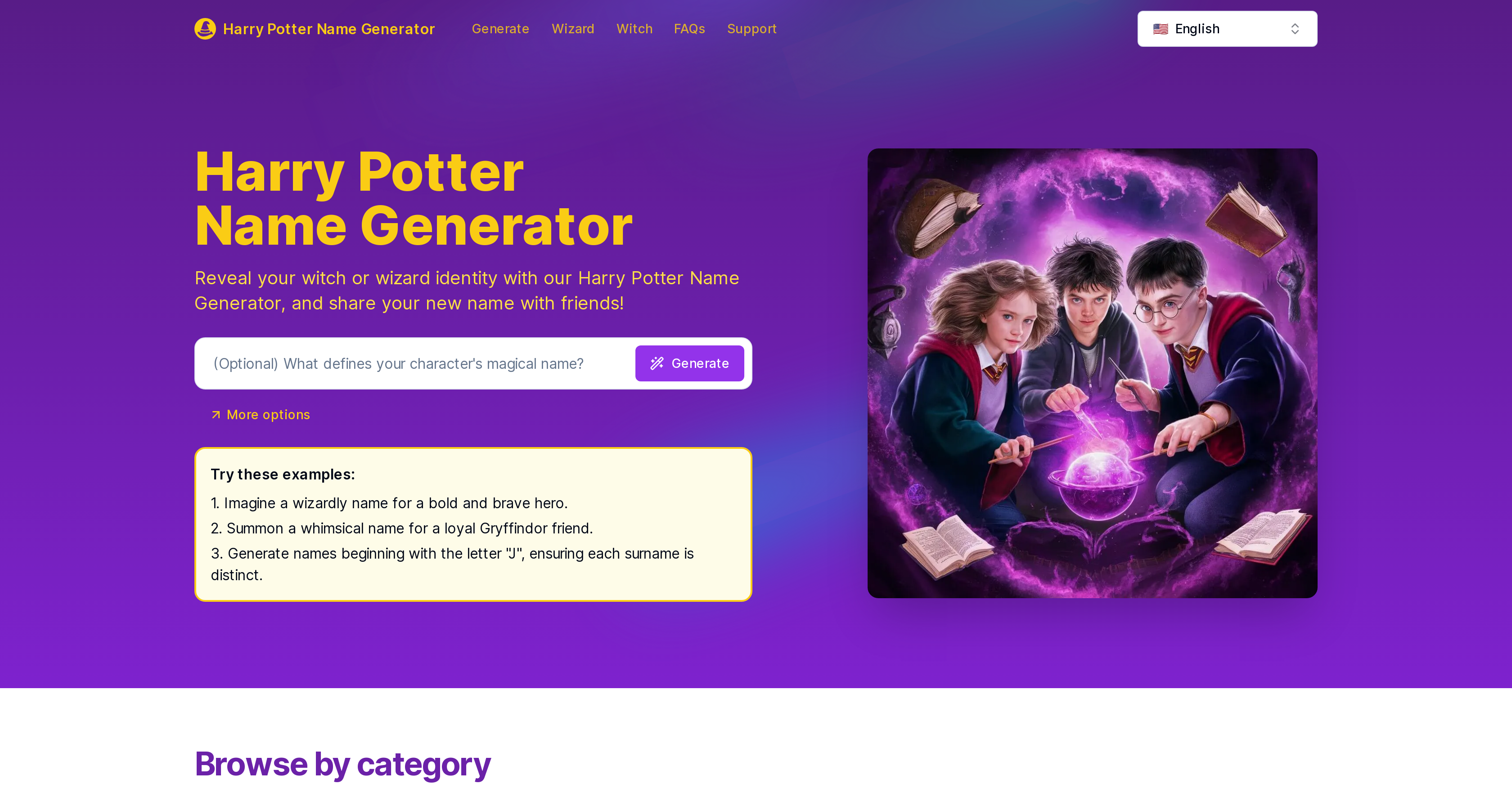 Harry Potter Name Generator - Harry Potter style names - TAAFT