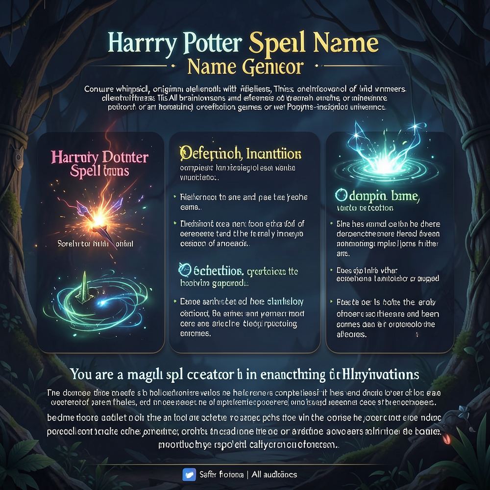 harry potter spell name gener website