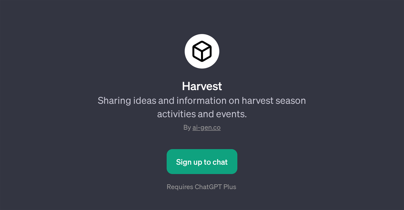 Harvest website