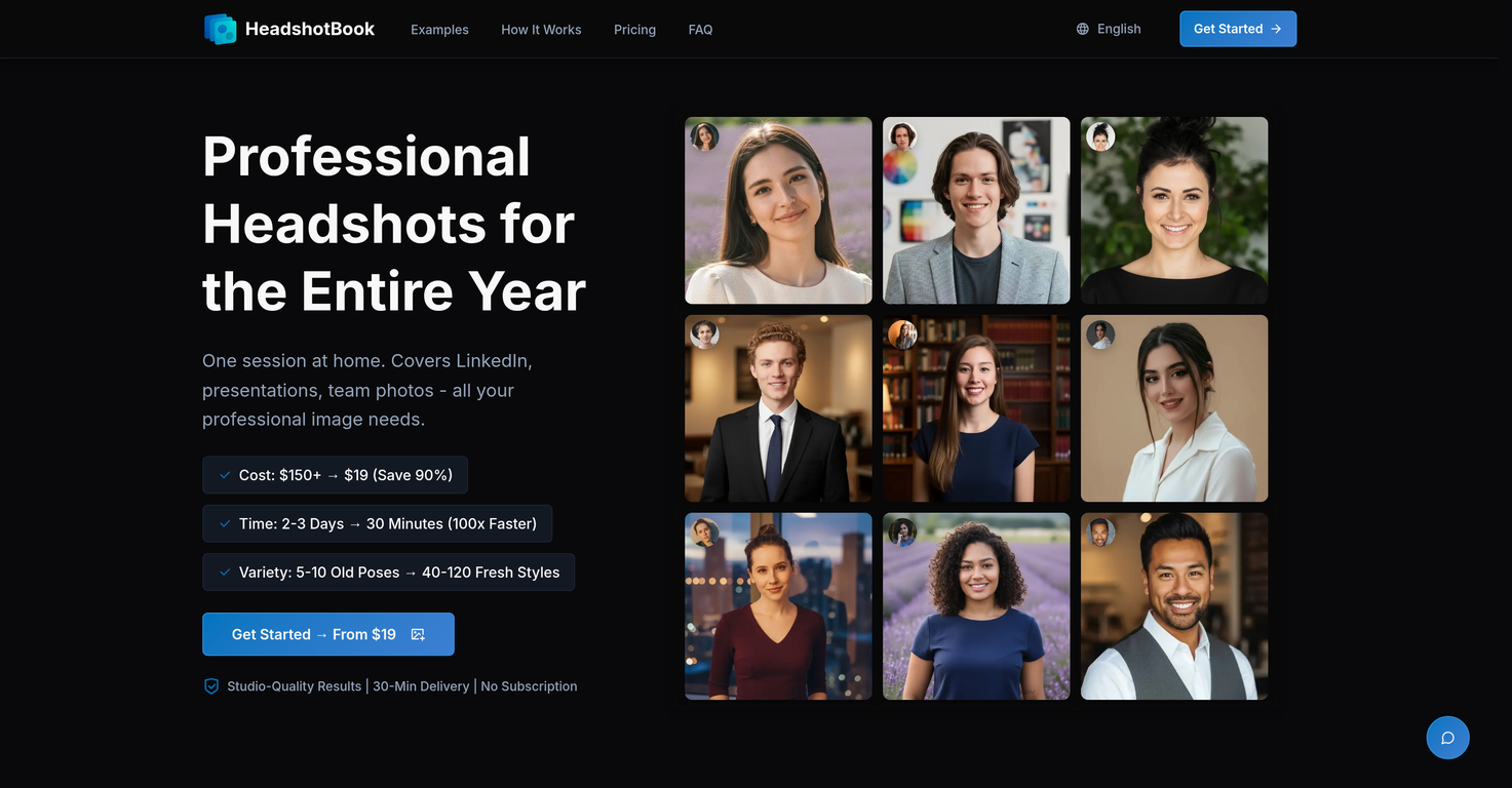 HeadshotBook - AI Headshot Generator website