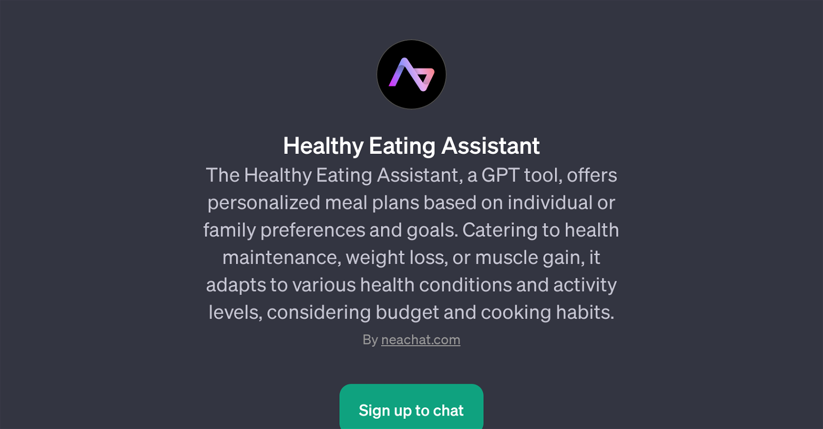Healthy Eating Assistant website
