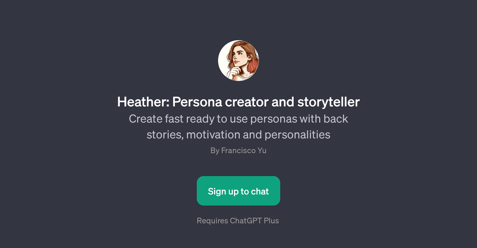 Heather: Persona creator and storyteller website