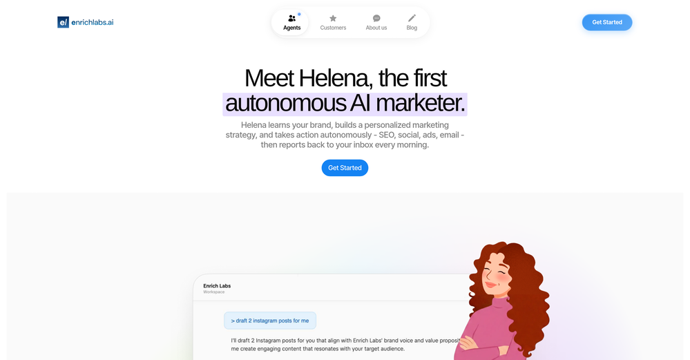 Helena by Enrich Labs website