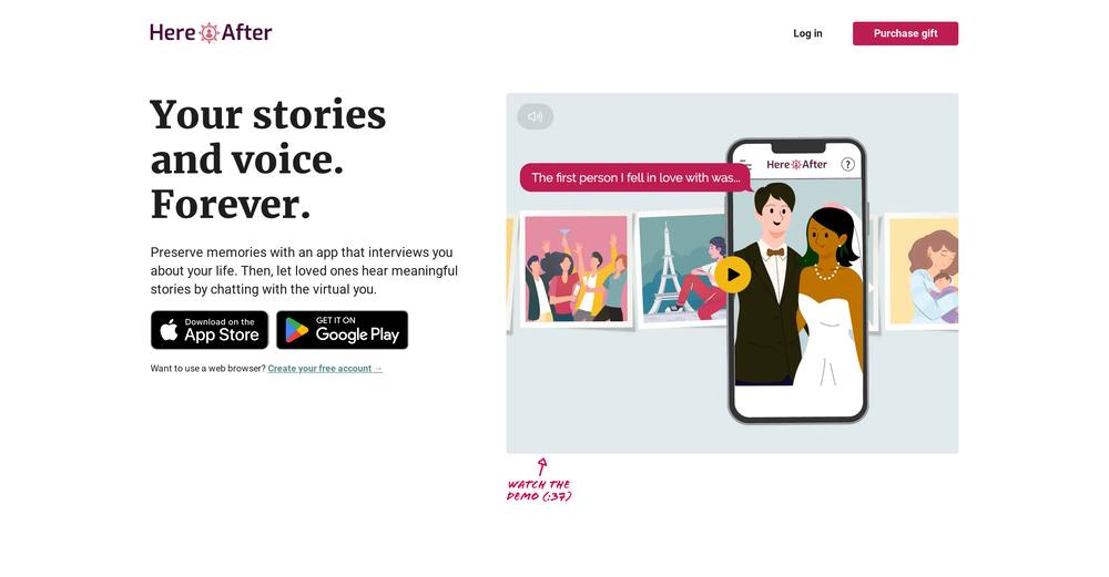 HereAfter AI website