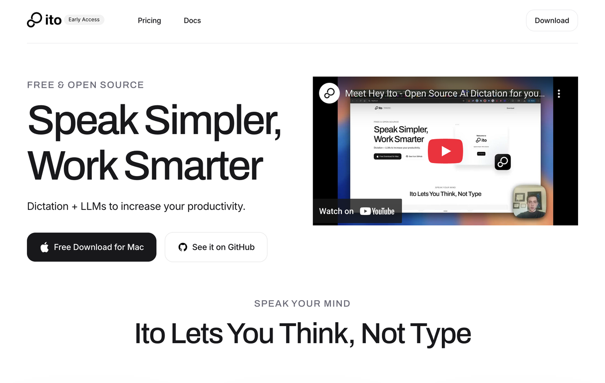 Ito - Ai Voice Dictation website