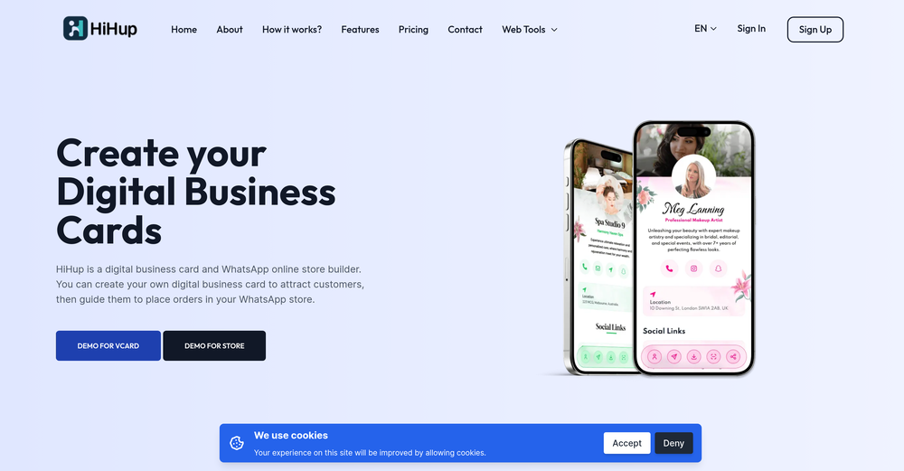 HiHup - Create your Digital Business Cards website