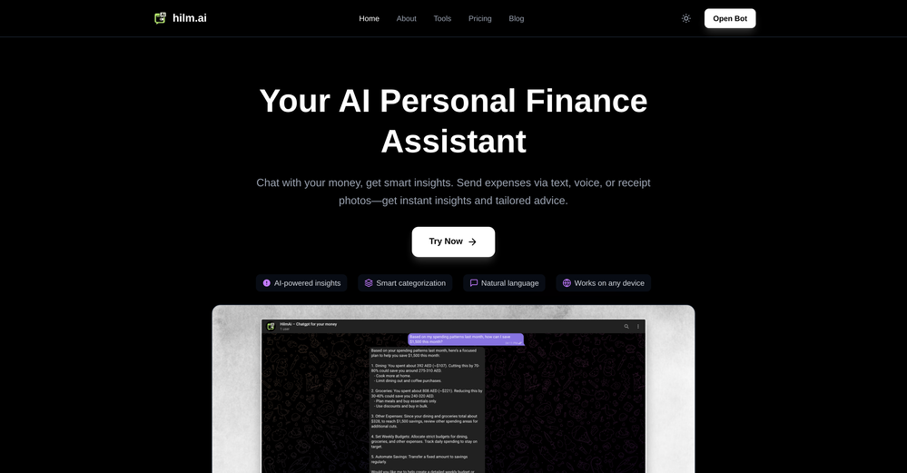 Hilm AI website