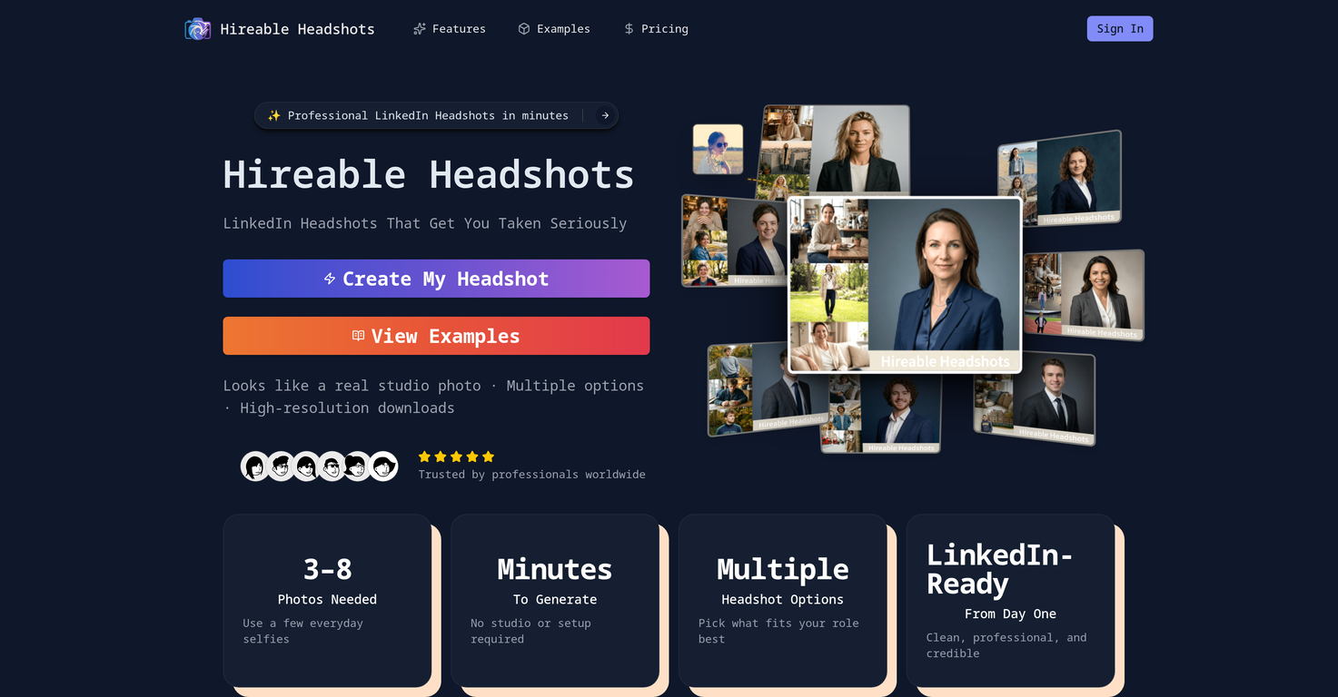 Hireable Headshots website