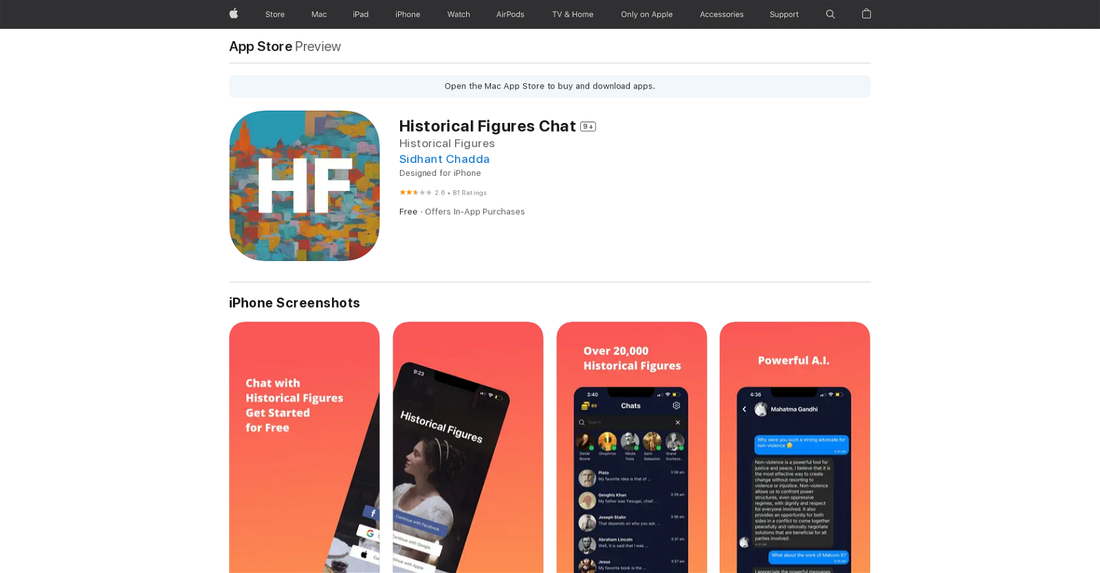Historical Figures Chat (iOS) website