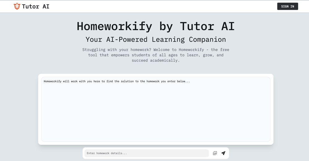 Homeworkify by Tutor AI website