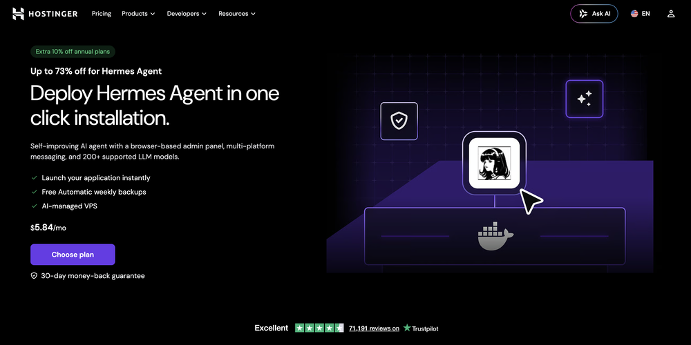 Hostinger | Hermes Agent website
