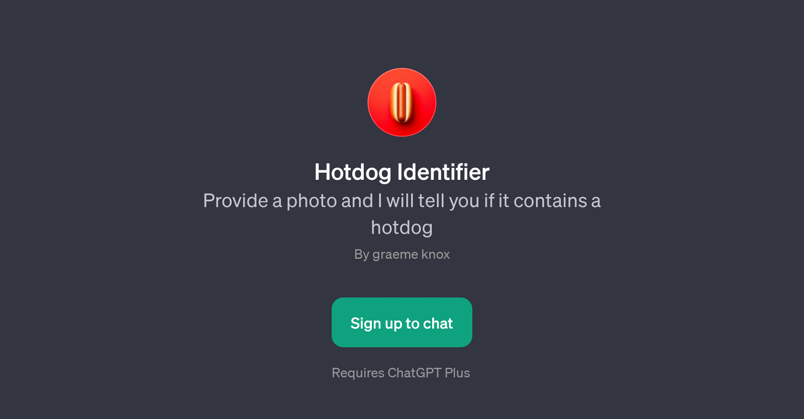 Hotdog Identifier website