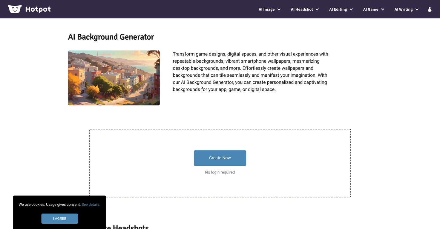 Hotpot Background Generator website