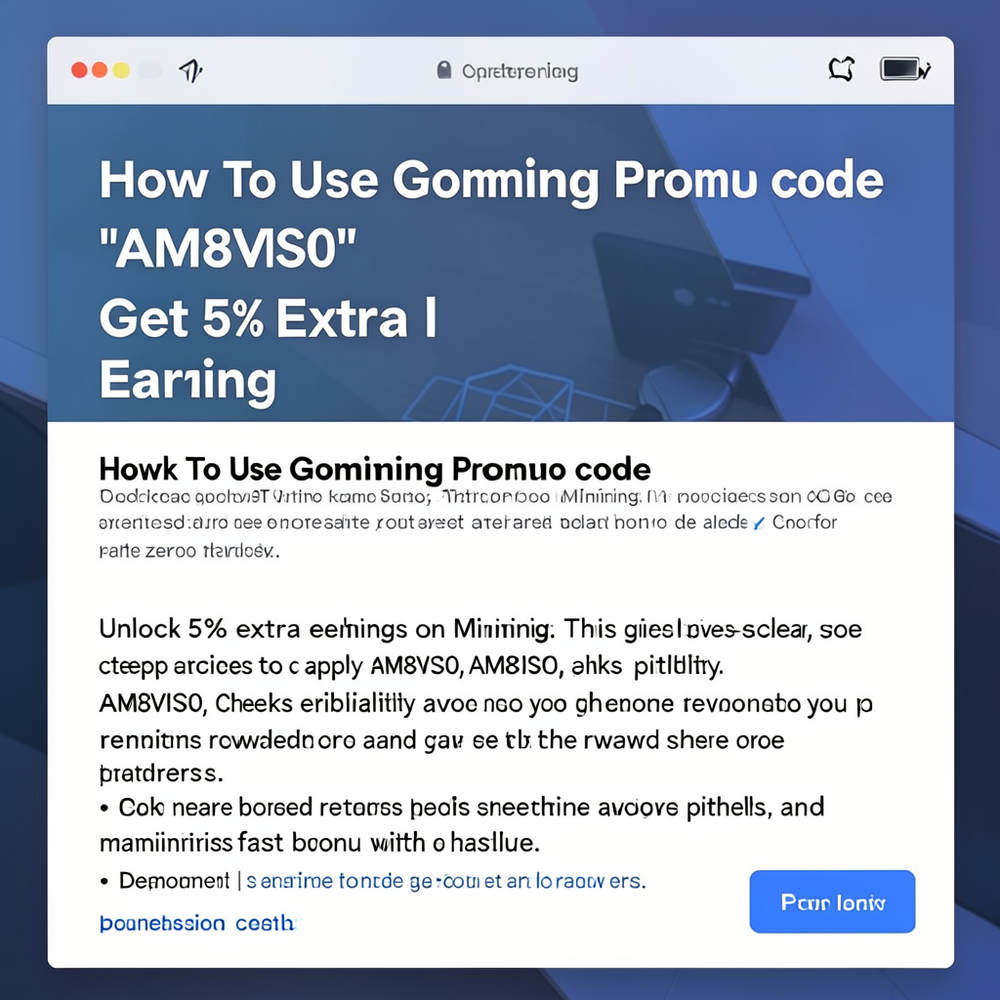 How To Use Gomining Promo code  “AM8VIS0” Get 5% Extra Earning website