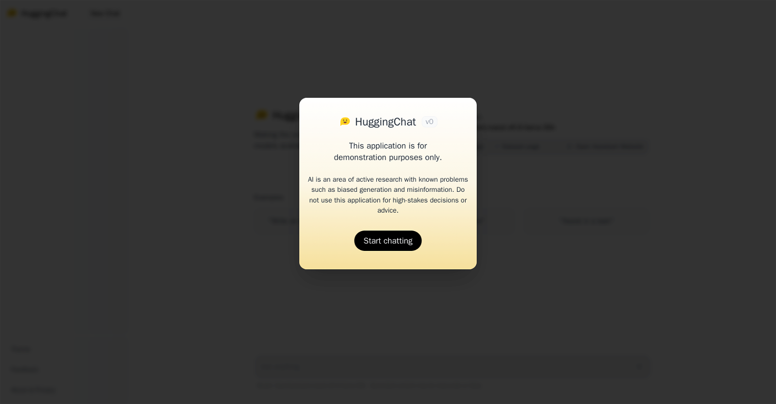 HuggingChat website