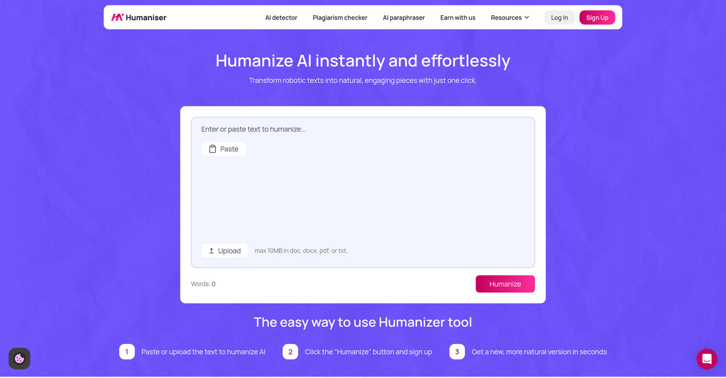 Humaniser.ai website