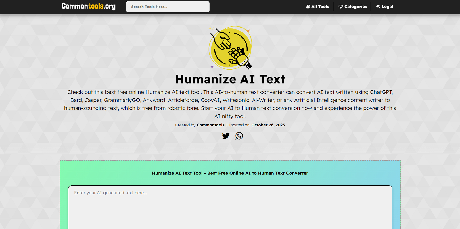HumanizeAIText website