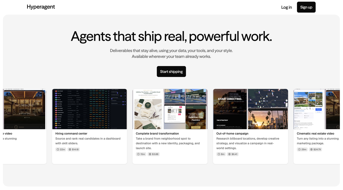 Hyperagent by Airtable website