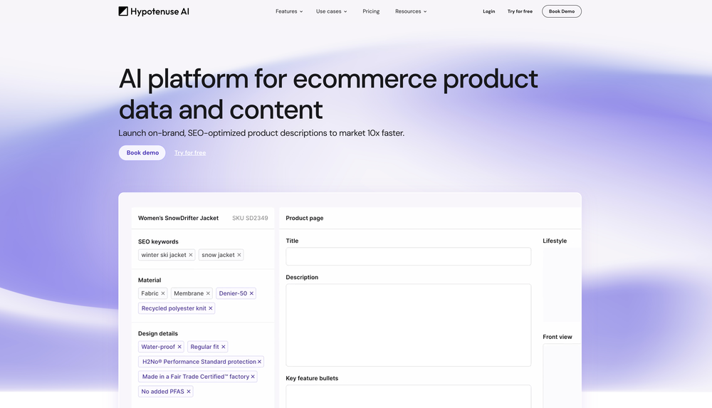 Hypotenuse AI website