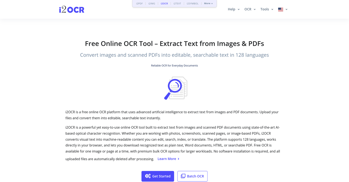 i2OCR website