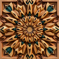 3D mandala and 3D pattern in the form of 3d wood