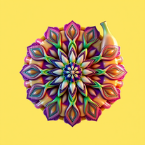 3D mandala and 3D pattern in the form of banana