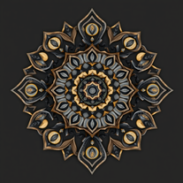 3D mandala and 3D pattern in the form of coin&iron&wood&glass&water (charcoal)