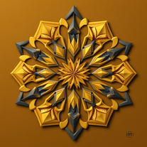 3D mandala and 3D pattern in the form of Diamonds (gold-charcoal)