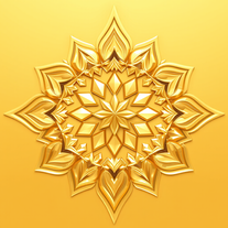 3D mandala and 3D pattern in the form of Diamonds (gold)