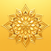 3D mandala and 3D pattern in the form of Diamonds (gold) icon