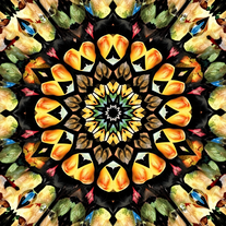 3D mandala and 3D pattern in the form of Diamonds (watercolor-charcoal)