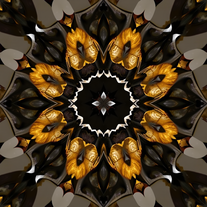 3D mandala and 3D pattern in the form of Diamonds (watercolor-gold-charcoal)