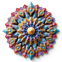 3D mandala and 3D pattern in the form of Diamonds (watercolor-gold)