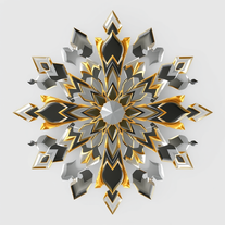 3D mandala and 3D pattern in the form of glass gold-charcoal