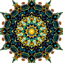 3D mandala and 3D pattern in the form of glassball watercolor-gold-charcoal