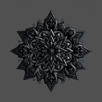 3D mandala and 3D pattern in the form of iron charcoal
