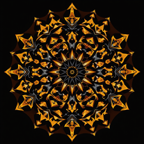 3D mandala and 3D pattern in the form of iron gold-charcoal