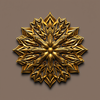 3D mandala and 3D pattern in the form of iron gold icon